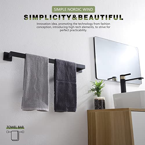 KOKOSIRI 20-Inch Single Towel Bar, Bathroom Kitchen Towel Holder, Wall Mounted SUS304 Stainless Steel Towel Rack 2 Pack, Matte Black, B4003BK-L20-P2 - color: Matte Black, size: 20-Inch (2 Pack)