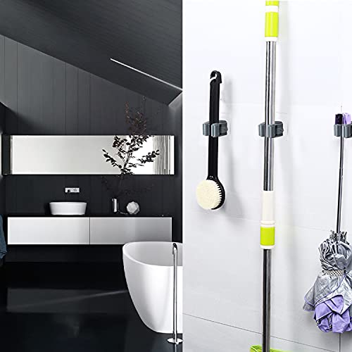 3-H 25-Pack Self Adhesive Broom Holder Wall Mount - Heavy Duty No Drill Broom Organizer for Garage Closet Kitchen, Plastic Storage Rack for Brooms Mops Tools, Peel and Stick Adhesive - color: Grey, size: 25