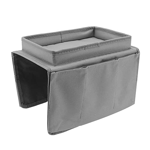 Couch Sofa Armrest Organiser Arm Chair Caddy Bedside Storage Pocket,600D Oxford Cloth Side Pockets Sofa Arm Table Armrest Tray TV Remote Holder Bed Storage Pocket (Grey) - color: Grey