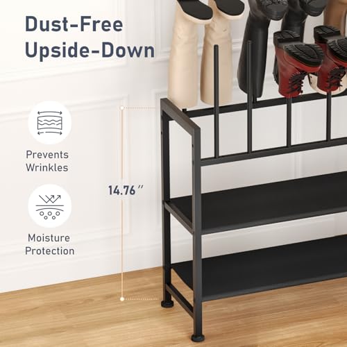 DIMJ Boot Rack 4-Tier - Black Metal Boot Storage Rack for Tall Boots Organizer, Multiuse Shoe Rack for Boots, Sneakers, High-Heel, Entryway, Fits 8-Pairs - size: 1 Pack - 4 Tier 8 Pairs