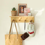 Wall Mount Coat Rack with Shelf, Sturdy Wooden Floating Shelf withHooks Save Your Indoor Space, Wall Organizer siutable for Entryway, Mudroom,Kitchen, Bathroom, etc(Oak Finish) - color: Oak finish
