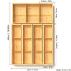 DUJEN 5 pieces Bamboo Drawer Organizer, Adjustable 3 Individual Junk Drawer organizer for Bathroom and Kitchen, Wood Drawer Organier Boxes for Jewellery, Make up and Tea Bag - size: 1 piece 12.5X6.2 & 4 pieces 12.5X3.1