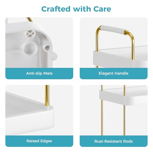 Vtopmart 2-Tier Bathroom Countertop Organizer, Vanity Dresser Counter Tray Shelf for Skincare, Perfume, Makeup, Gold - color: Gold, size: Square