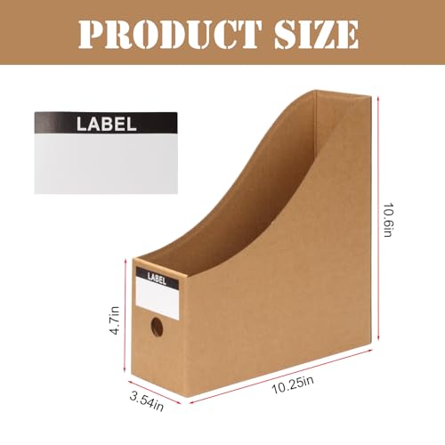 12 Pcs Cardboard Magazine File Holder Boxes with Labels, Magazine Holder Desk Organizer for Documents Storage, Foldable Folder Holder File Organizer Box Vertical File Folder Box for Desk
