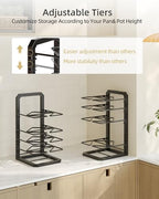 Pots and Pans Organizer under Cabinet, 5 Adjustable Tiers Heavy-Duty Pan Pot Organizer with 16.5" Height, Holds 55 LB - Cast Iron Skillets, Griddles, Shallow Cookware