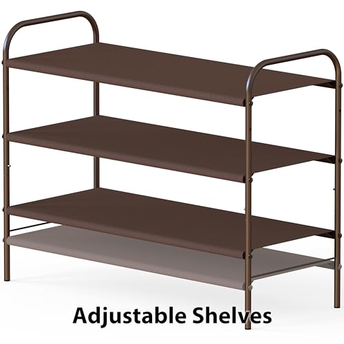 Simple Houseware 3-Tier Shoe Rack Storage Organizer, Bronze – Space-Saving Shoe Shelf, Holds 9–16 Pairs, Sturdy Metal Frame, Easy Assembly – Closet, Entryway, Bedroom Shoe Storage Solution - color: Bronze, size: 3-Tier