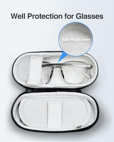 Luxtude Contact Lens Case, Cute Glasses and Contact Case 2 in 1, Built-in Mirror & Tweezers & Contact Lense Solution Bottle, Double Layer Travel Contacts Cases for Well Protection, Black - color: Black