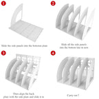SAYEEC Sturdy Maganize Holder Desktop File Holder Organizer Plastic 4 Section Frames File Dividers Document Cabinet Rack Display Storage Organizer Box (Light Grey) - color: Light Grey-4 Sections
