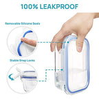 Vtopmart 8 Pack Glass Food Storage Containers with Airtight Lids, Glass Meal Prep Containers, Lunch Office Meal for Microwave, Oven, Freezer and Dishwasher, BPA Free - color: Blue