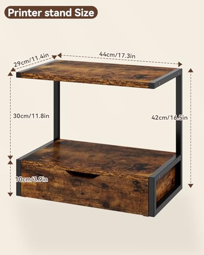 IBUYKE 2 Tier Desktop Printer Stand,Printer Table with Storage Shelf,Multi-Purpose Desk Organizer for Folders,Books,for Fax Machine, Scanner,Home Office,Brown TLJ015H - color: Brown