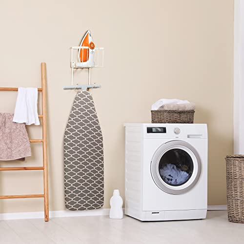 ORLESS Over The Door/Wall Mount Ironing Board Hanger, Laundry Room Iron and Ironing Caddy Board Storage Holder White - color: Regular White