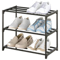 3-Tier Small Shoe Rack, Metal Stackable Kids Shoe Shelf Storage Zapateras Organizer,Narrow Shoe Rack Sturdy for Closet Hallway Entryway Living Room Bedroom (Black) - size: 3-Black