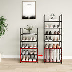 5-Tier Stackable Shoe Rack, Narrow Shoe Stand for 10-12 Pairs Shoe and Boots Organizer Storage Shelf Space Saving for Closet, Entryway and Hallway(Black) - size: 5-Tier(Black)