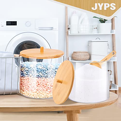 JYPS Large Capacity Laundry Pods Container with Bamboo Lid, Clear Acrylic Powder Detergent Containers for Pods, Scent Boosters & Powder, Laundry Room Organization decor, Airtight Storage Jars - size: 1-Pack