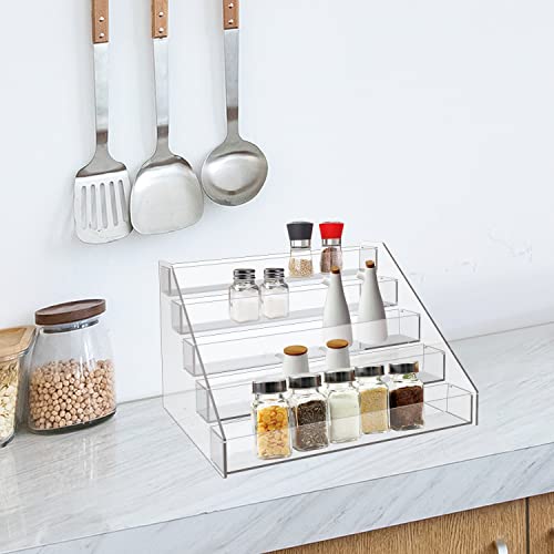 WUIVIUT Spice Rack Organizer For Cabinet, 1 4/5 in/Tier Acrylic Tiered Spice Shelf Can Storage Organizer for Kitchen Pantry Countertop - size: 5 Tier - inner width 2''