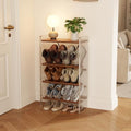 Shoe Rack, 4-Tier Slanted Shoe Storage Shelf, Narrow Shoe Rack for Entryway, Solid Wood and Acrylic Shoe Stand, Slim Shoe Shelf with Wooden Top ，Suitable for Bedrooms and Living Rooms - size: 48