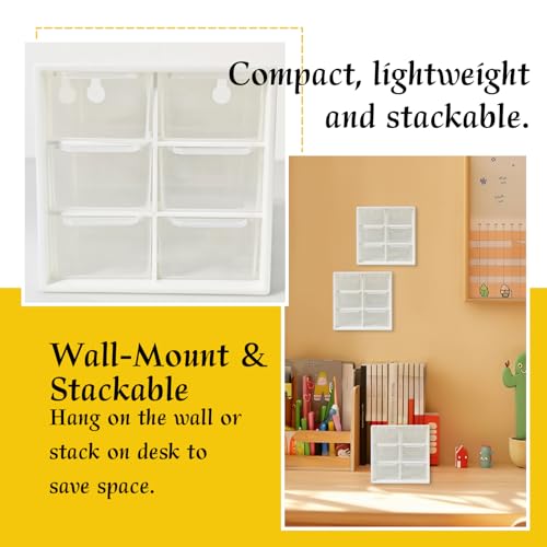Small Drawer Organizer for Desk, 4.7" x 4.7" x 3.8" Small Desktop Organizer with 6 Drawers, Plastic Storage Box for Office, Classroom, Craft and Home Organization - color: White
