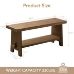 HOKYHOKY Solid Wood Entryway Bench - 43.3" Farmhouse Long Storage Bench, Rustic Narrow Bench Seat for Indoor, Entryway, Dining Room, Living Room and Hallway, Brown - size: 43.3"