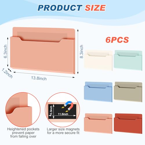 Fuutreo 6 Pcs Magnetic Wall File Organizer Magnetic Wall File Holder Refrigerator Magazine Holder for Mail Letters Paper(Vintage Boho,Horizontal-large) - color: Vintage Boho, size: Horizontal-Large