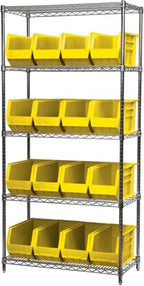 Akro-Mils 30265 AkroBins Plastic Storage Bins, Space-Saving Stackable Bins for Garage, Pantry, Craft Organization, 18-" x 8.25-" x 9-", Yellow, 6-Pack - color: Yellow