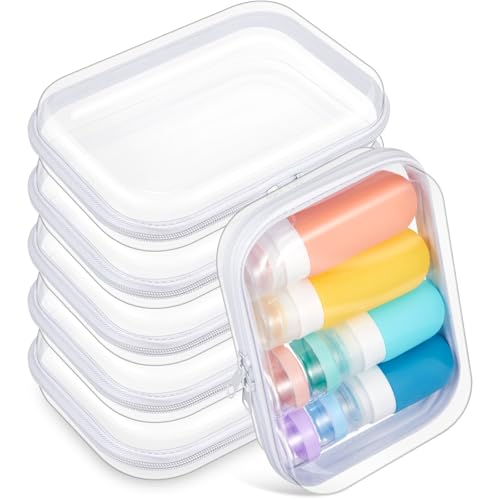 Sanwuta 6 Pcs Clear Hard Zipper Case Plastic Zipper Pouches Transparent Makeup Bag Pencil Case Pouches Toiletry Diaper Bag for Travel Toy Storage Organizer Bins(White,7.09 x 5.12 x 2 Inch) - color: White, size: 7.09 x 5.12 x 2 Inch