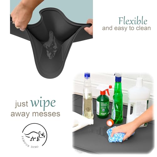 The Original Under Sink Mat - Adjustable Silicone mat, Waterproof Under The Sink Bathroom Vanity Mat - 28" x 19" or smaller - color: Dark Gray, size: 28" x 19"