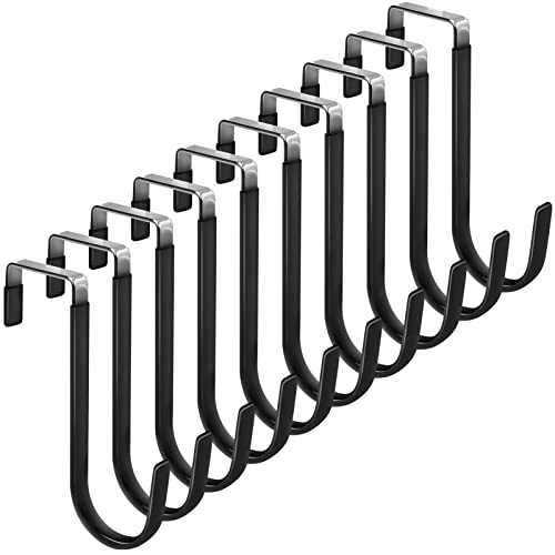 FYY Over The Door Hooks, 10 Pack Door Hangers Hooks with Rubber Prevent Scratches Heavy Duty Organizer Hooks for Living Room, Bathroom, Bedroom Hanging Clothes, Towels, Hats, Coats, Bags Black - color: A Black, size: Short, style: 10 Pack