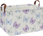 Rectangle Storage Basket with Handles, Collapsible Storage Bin, Books Box,Gift Basket(Blue & Purple Butterfly) - color: Blue & Purple Butterfly