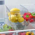 Set of 4 Clear Plastic Storage Bins With Handles, Containers To Organize Pantry, Fridge, Cabinet, Kitchen, Countertop, Closet, Cupboard, Home Organization and Storage - style: 4 pack
