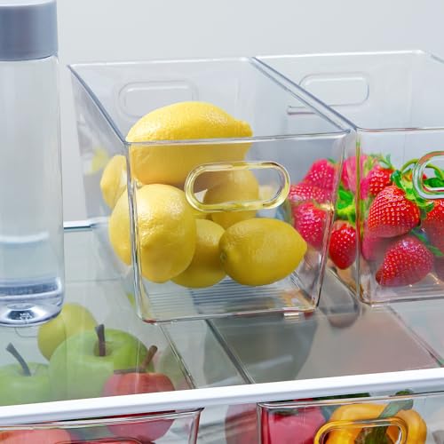 Set of 4 Clear Plastic Storage Bins With Handles, Containers To Organize Pantry, Fridge, Cabinet, Kitchen, Countertop, Closet, Cupboard, Home Organization and Storage - style: 4 pack