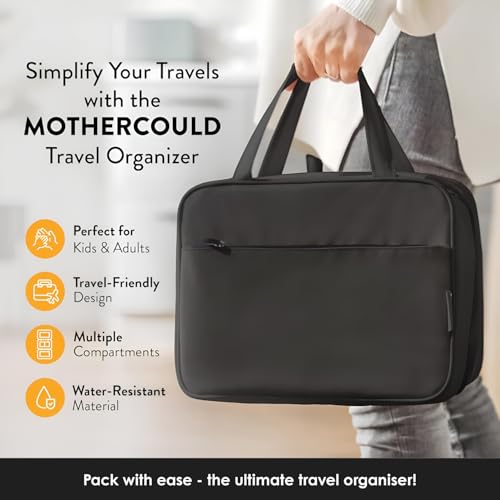 Travel Toiletry Bag for Men & Women, Large Capacity Makeup Organizer & Cosmetic Bag, Water-Resistant Portable Essentials Case with Metal Hook & Carry Handle - Perfect for Travel Use (Black, Large) - color: Black, size: Large