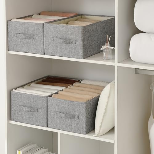 linen closet organizers and storage, Large Storage Baskets, washable, clothes organizer with handle, sweater organizer for closet (dark grey, 15¾"x11¾ x9¾) - color: dark grey, size: 15¾"x11¾" x9¾"
