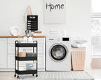CAXXA 3-Tier Rolling Metal Storage Organizer - Mobile Utility Cart, Kitchen Cart with Caster Wheels (Black) - color: Black