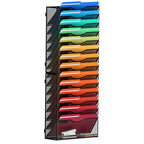 MINDEPOT 15 Tier Wall File Holder Hanging Wall File Organizer for Papers Mails Folders Document Magazine Organization, for Office School Home, Black - size: 15Tier