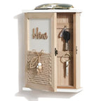 Key Holder for Wall, Rustic Wooden Wall Mount Key Box with 6 Hooks, Farmhouse Key Storage Organizer Key Rack for Entryway Hallway Office, Boho Home Decor