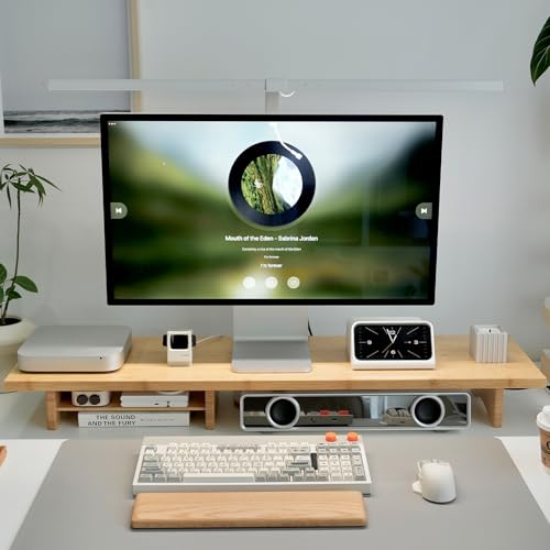 Bamboo Dual Monitor Stand Riser Natural, 2-Tier Desk Monitor Riser for 2 Monitors, Supports for PC Computer Monitor, Printer, Heavy TV Riser up to 300 lbs - color: Natural
