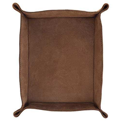 Londo Genuine Leather Tray Organizer - Practical Lightweight Water Resistant Computer Table Desk Storage Box for Wallets, Watches, Keys, Coins, Cell Phones and Office Equipment - color: Mink