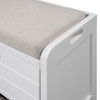 Solid Acacia Wood Entryway Bench - Fully Assembled Storage Bench with 2 Drawers, Rattan Basket & Cushion, No Assembly Required (White) - color: White