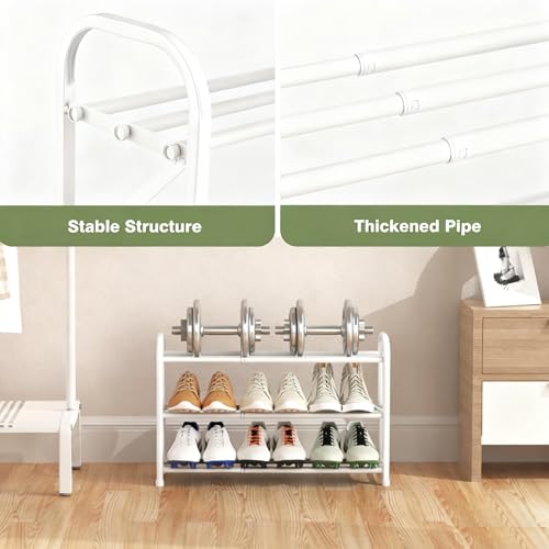 3-Tier Shoe Rack for Closet, 16"-32" Expandable ShoeRackAdjustable for Entryway Closet Doorway SturdyMetal, White - color: White 3 Layers and 3 Tubes