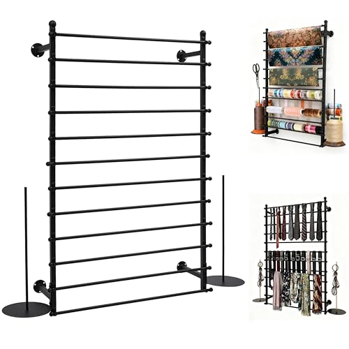 12 Layers 80cm Black Wall Display Stand Wrapping Paper Ribbon Organizer Tie Scarf Rack Belt Towel Holder Spool Hijab Stand Metal Shelving for Home, Retail Stores, Flower Shop, Studio, Sewing - color: Black, size: L: 31.5 in, H: 47.2 in