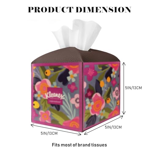 Tissue Box Cover Holder Square Tissue Cube Cover PU Leather Tissue Organizer with Bottom Belt for Bathroom, Tabletop, Car, Night Stands, Office, Home, Kitchen (2, CoffeeBrown) - color: Coffeebrown
