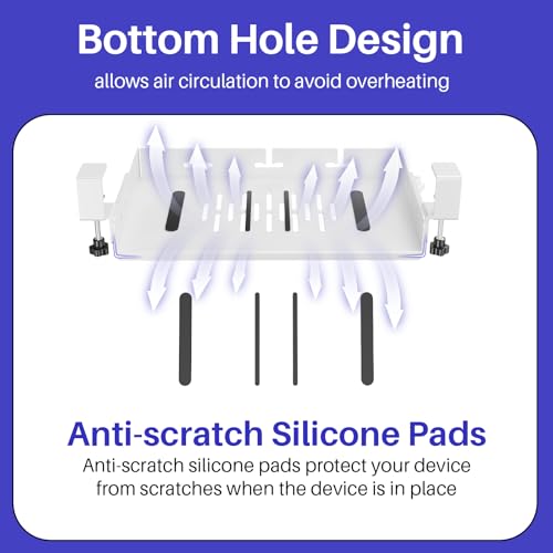 BYMECOST No Drill Under Desk Storage Shelf, Metal Under Desk Drawer Organizer with Clamp, Mount Under Desk Shelf Adds Tray, Desk Drawer for Office Desks, Table, Gaming Desk, Workstations (White) - color: White