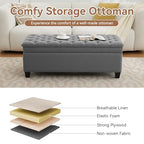WUTUTUEE 51" Fabric Storage Ottoman Bench, Upholstered Rectangle End of Bed Storage Ottoman Tufted Living Room Bedroom Bench with Safety Hinge, Solid Wood Legs, Loads 500 lb(Dark Grey) - color: Dark Grey-fabric
