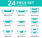 24-Piece Glass Food Storage Containers with Locking Lids,Glass Meal Prep Containers Set - Airtight Lunch Containers, Microwave, Oven, Freezer and Dishwasher,Green - color: Green