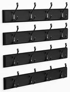 Forbena Black Coat Rack Wall Mount, Coat Hooks Wall Mounted for Entryway Closet Bedroom Bathroom Office, Antique Coat Hanger for Hanging Hats, Towels, Purses, Bags, Clothes, Backpack (Black) - color: Black