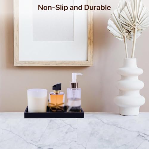 Bathroom Vanity Tray - 2PC (11.8 '' and 8'') Silicone Kitchen Sink Tray for Perfume Soap Towel Bathroom Accessory for Soap Dispenser Vanity Trays, Black - color: Black, size: M+Mini