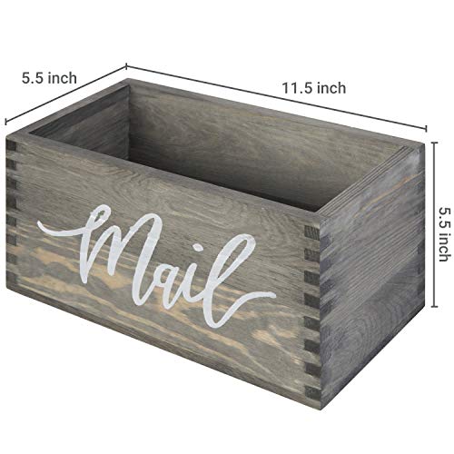 MyGift Mail Holder Storage Organizer Box Solid Wood with MAIL Script Design, Desktop Letters, Bills, Notes and Postcard Bin for Home Office Dorm Room (Vintage Gray) - color: Vintage Gray
