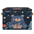 Custom Storage Basket with Name, Personalized Storage Bins with Zipper Lid, Foldable Fabric Storage Box Large capacity with Handle Tree Bear - color: Option 13