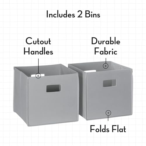 RiverRidge Folding Storage Bins with Handles Gray Cube Storage Organizer forCloset, Bedroom & Playroom - Closet Organizers and Storage Set of 2 - color: 2 Gray Bins