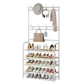 Coat Rack Shoe Rack With Storage Shelf Freestanding with 8 Hooks for Entryway Bedroom Closet (White, 4Tiers) - color: White